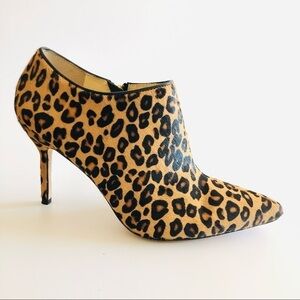 Foot Candy Leopard Calf Hair Pointed Toe Stiletto Bootie